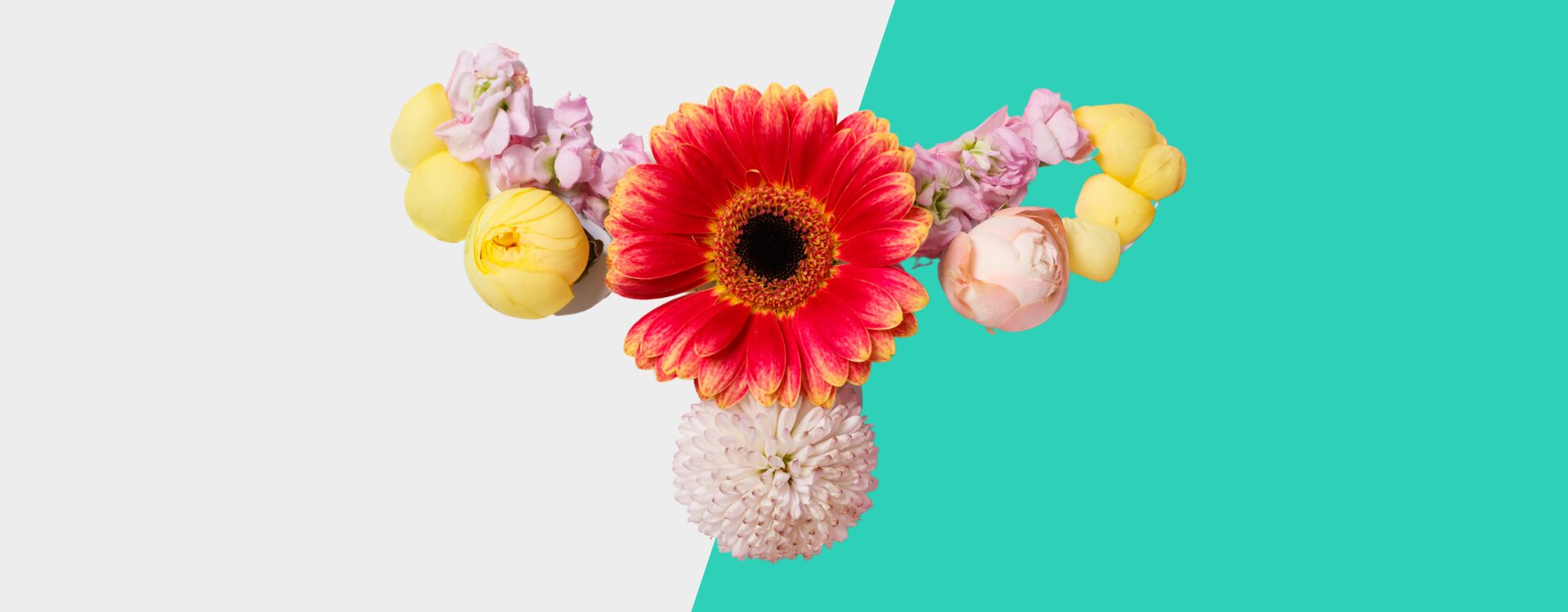 Frauengesundheit symbolisiert durch eine Gebärmutter aus Blumen