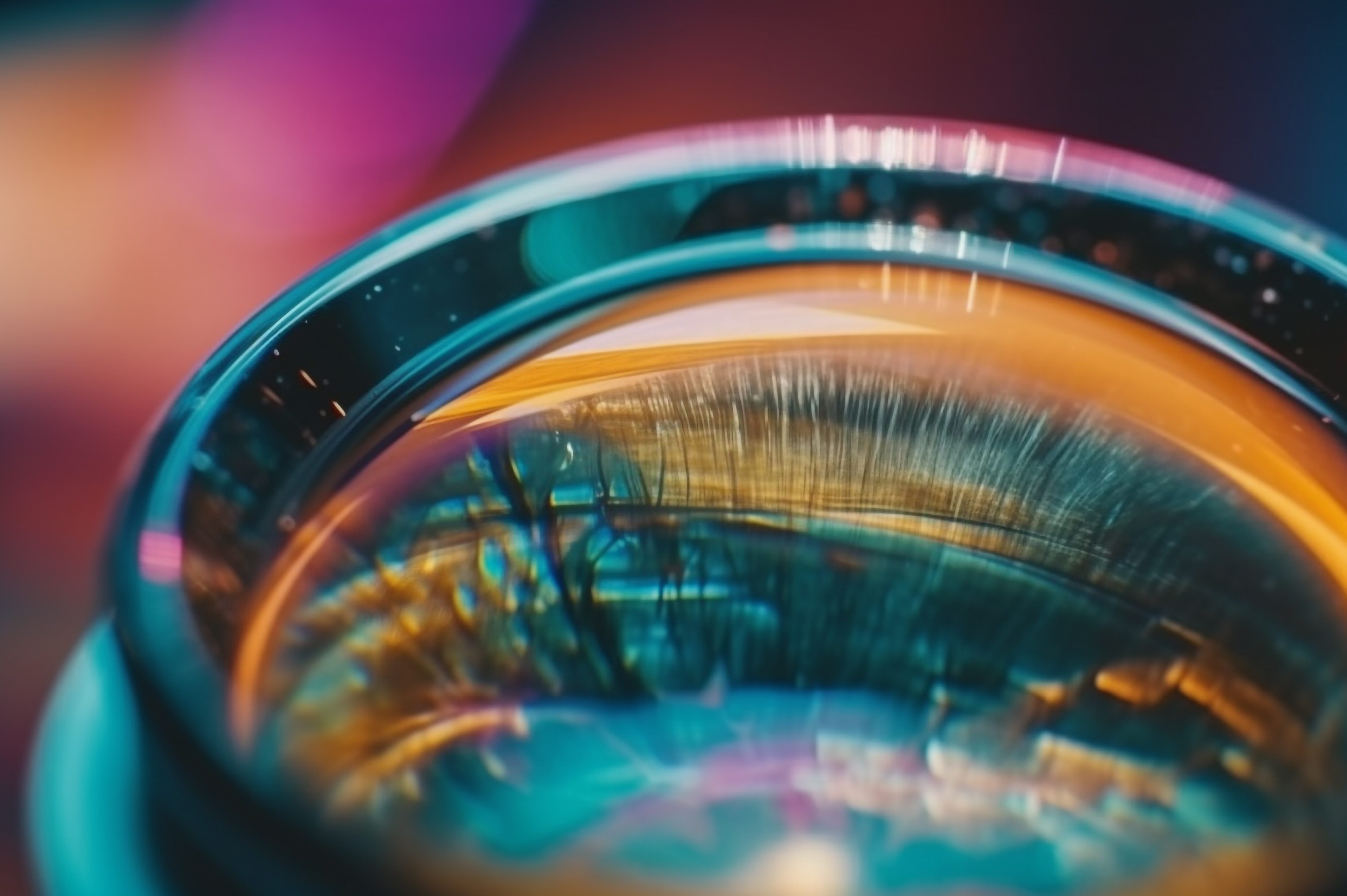 Hellblaue Kugel, die mit lebendigen, von KI erzeugten Farben beleuchtet wird