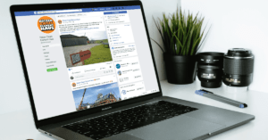 Facebookseite von Rötzer Ziegelhaus an Laptop geoeffnet