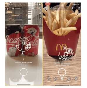 Snapchat Ad mit Cola-Dosen und McDonalds Pommes