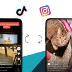 Zwei Handys mit Screenshots von TikTok und Instagram Reels sowie den jeweiligen Logos