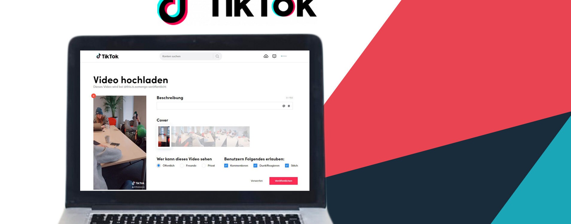 Laptop mit geöffnetem TikTok Desktop Publisher