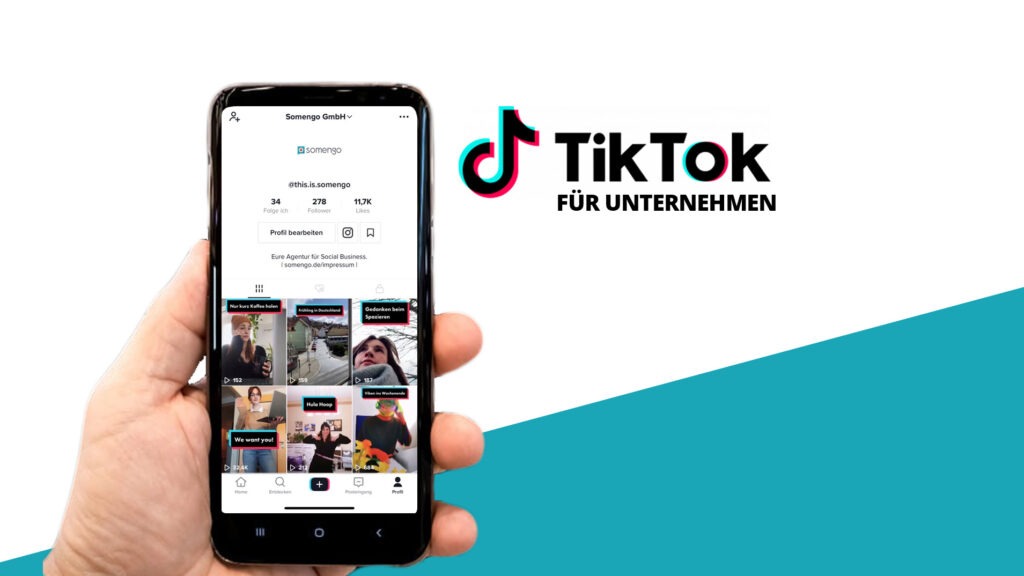 Handy mit TikTok Screenshot und TikTok Logo