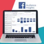 Laptop mit Screenshot der Facebook Audience Insights und Facebook Logo