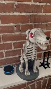 Skelett-Hund mit roten Augen als Dekoration